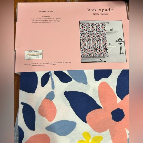 Kate Spade Woven Fabric Shower Curtain in Forest Floral Size: 72 x 72 & 4 Towels - Picture 5 of 7